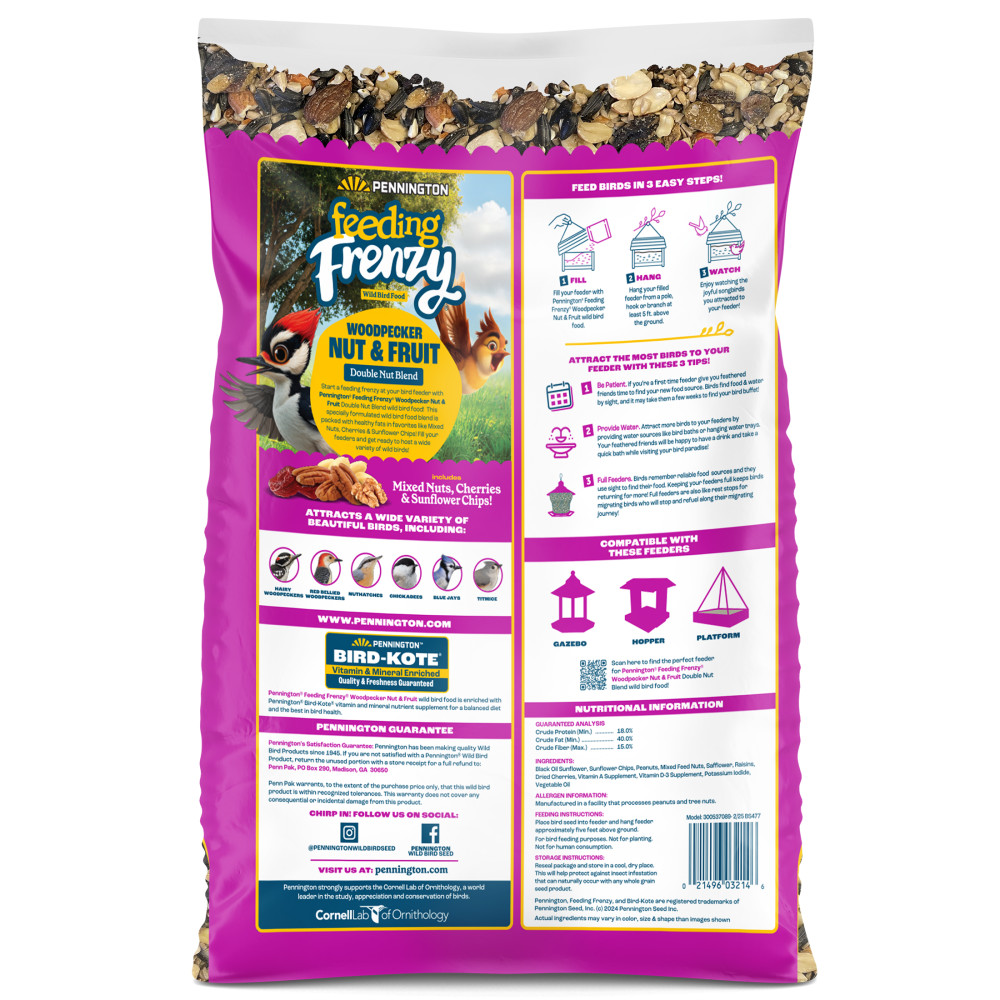100552160penningtonfeedingfrenzywoodpeckernutfruitdoublenutblendwildbirdfood25pounds2